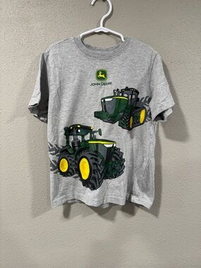 John Deere Gray Tee with Green & Yellow Tractor Graphics